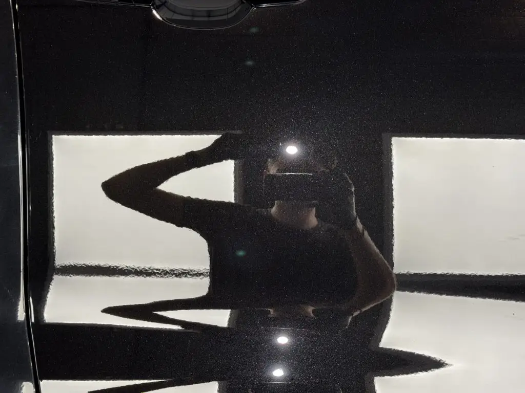 car panel after machine polishing with swirl marks removed